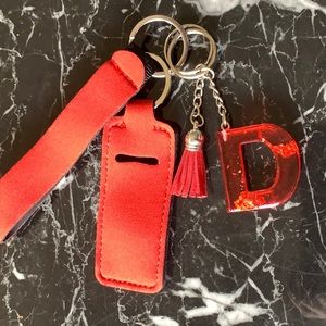 Red keychain set D initial
